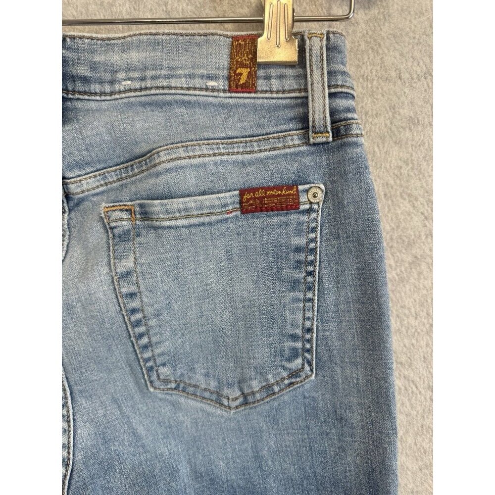 Seven 7 For All Mankind The Ankle Skinny Jeans Sz 25 Mid Rise Light Wash EUC - Picture 5 of 15